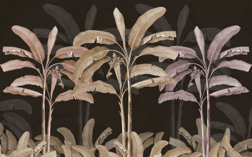 Blush Palm Wallpaper : Beige Banana Tree Tropical Mural - View 3