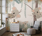 Koala Tree Wallpaper : Boho Jungle Nursery Mural