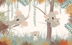 Koala Tree Wallpaper : Boho Jungle Nursery Mural - flat design