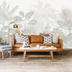 Misty Jungle Wallpaper : Pale Sage Tropical Forest Mural - View 5