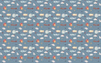 Airplane Balloon Wallpaper : Blue Sky Vintage Planes Pattern - flat design