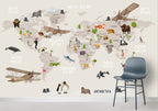 Safari World Map Wallpaper : Animals and Planes Kids Mural - View 5