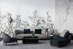 Sage Meadow Wallpaper : White Botanical Wildflower Mural