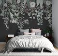 Dark Botanical Wallpaper : Charcoal Wildflower Meadow Mural