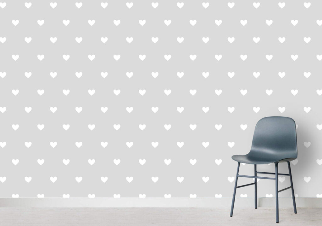 Grey Heart Wallpaper : White Hearts Nursery Pattern - View 2