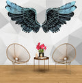 Black Angel Wings Wallpaper : Icy Blue Feather Mural