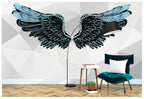 Black Angel Wings Wallpaper : Icy Blue Feather Mural - View 5