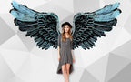 Black Angel Wings Wallpaper : Icy Blue Feather Mural - View 2