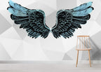 Black Angel Wings Wallpaper : Icy Blue Feather Mural - View 4