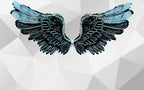 Black Angel Wings Wallpaper : Icy Blue Feather Mural - flat design