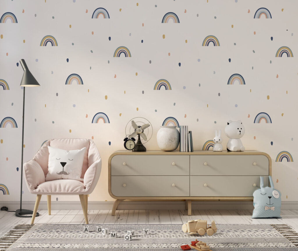 Rainbow Dot Wallpaper : Boho Kids Pattern