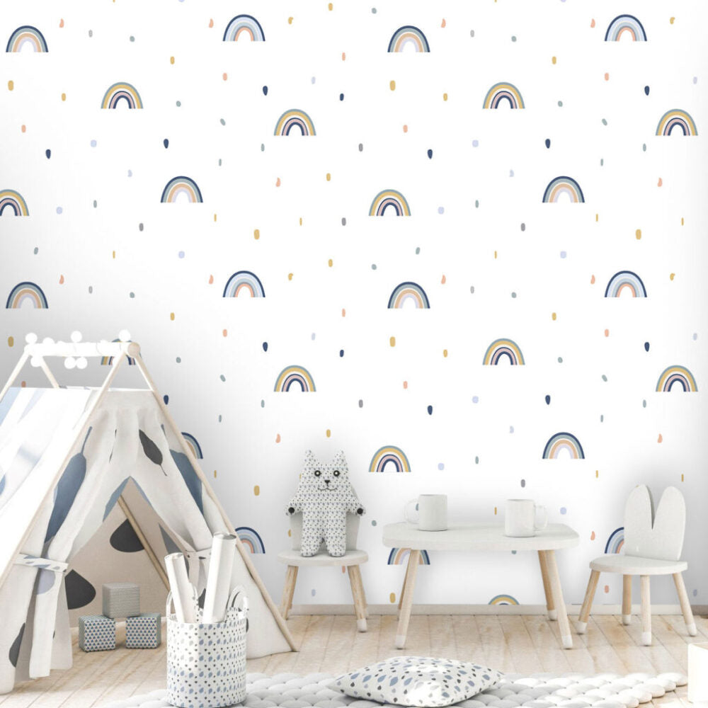 Rainbow Dot Wallpaper : Boho Kids Pattern - View 3