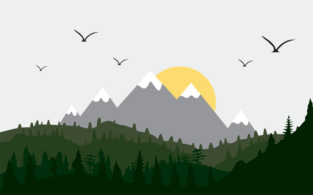 Grey Mountain Sunrise Wallpaper : Yellow Sun Kids Mural - View 2