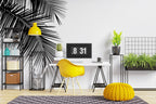 Palm Frond Wallpaper : Black and White Minimal Leaf Mural