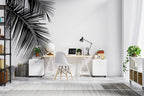 Palm Frond Wallpaper : Black and White Minimal Leaf Mural - View 2