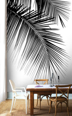 Palm Frond Wallpaper : Black and White Minimal Leaf Mural - View 5