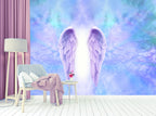 Lavender Angel Wings Wallpaper : Glowing Purple Sky Mural