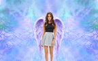 Lavender Angel Wings Wallpaper : Glowing Purple Sky Mural - View 2