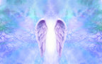 Lavender Angel Wings Wallpaper : Glowing Purple Sky Mural - flat design