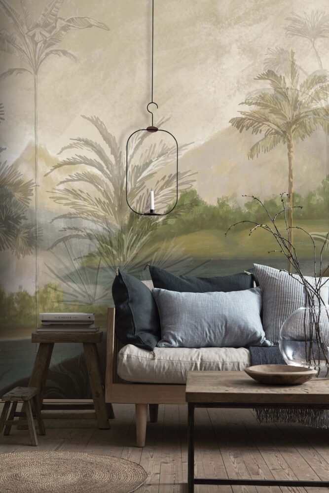 Painted Tropical Landscape Wallpaper : Palm Valley Mural - View 5