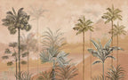 Sunset Palm Wallpaper : Golden Beige Palm Tree Mural - flat design
