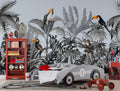 Monochrome Jungle Wallpaper : Zebra And Toucan Mural
