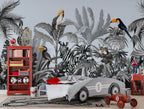 Monochrome Jungle Wallpaper : Zebra And Toucan Mural