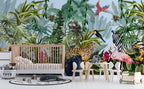 Rainforest Animals Wallpaper : Leopard and Toucan Jungle Mural