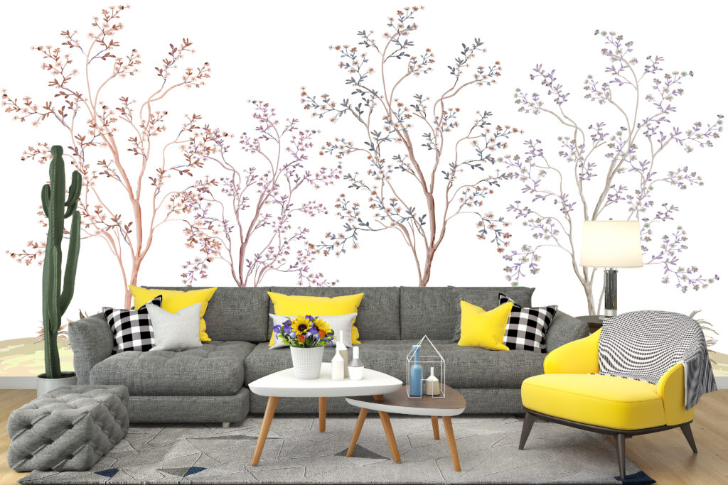 Delicate Tree Wallpaper : Lilac Blossom Sapling Mural - View 2