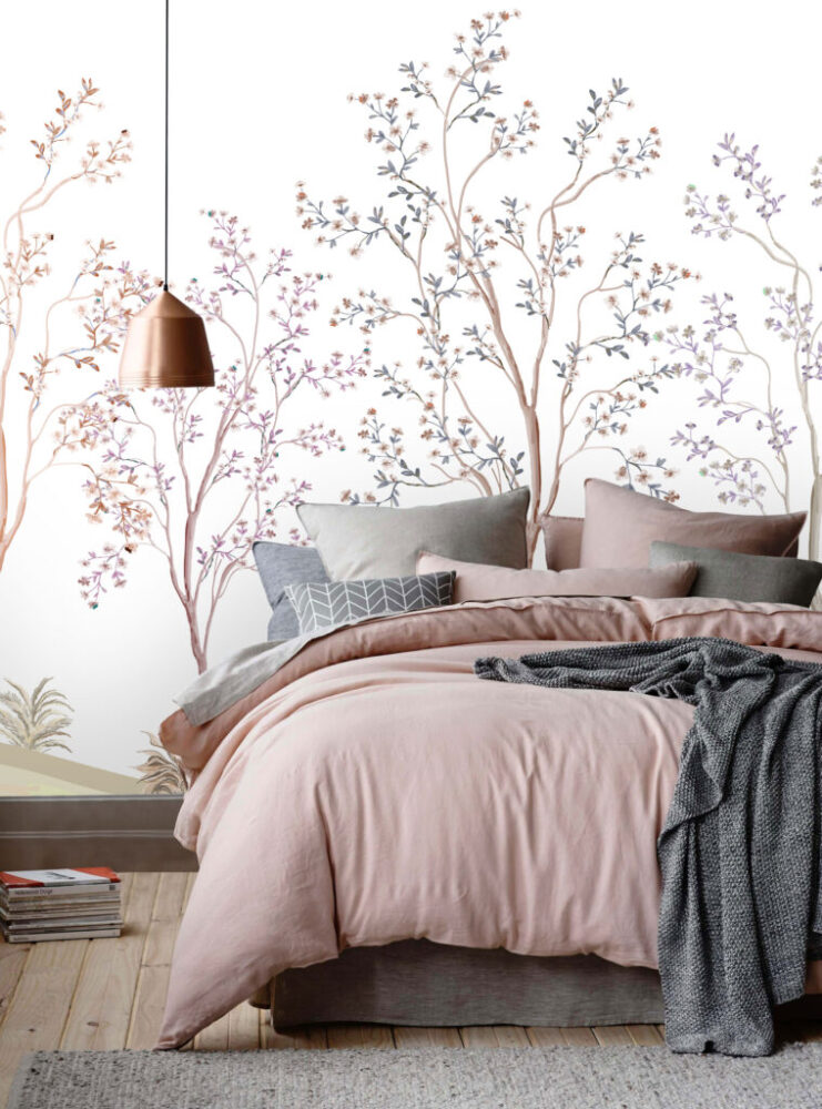 Delicate Tree Wallpaper : Lilac Blossom Sapling Mural - View 4