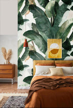 Green Banana Leaf Wallpaper : Painterly Tropical Pattern - View 5