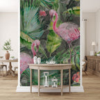 Flamingo Wallpaper : Watercolor Jungle Mural - View 3