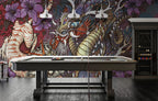 Tiger and Dragon Wallpaper : Asian Tattoo Art Mural - View 4