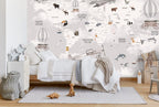 Adventure Map Wallpaper : Mountains and Animals Kids Mural - View 2