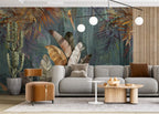 Colorful Tropical Wallpaper : Painted Banana Leaves Mural - View 2