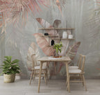 Blush Banana Leaf Wallpaper : Beige Tropical Mural - View 3