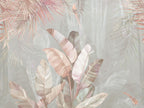 Blush Banana Leaf Wallpaper : Beige Tropical Mural - View 2