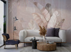 Pink Banana Leaf Wallpaper : Rose Tropical Mural - View 4