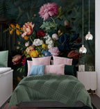 Dutch Still Life Wallpaper : Dark Floral Fruit Painting Mural - View 2