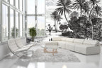 Black and White Palm Wallpaper : Vintage Engraved Beach Mural - View 5