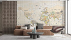 Pastel World Map Wallpaper : Light Political Atlas Mural - View 5