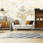 Pastel World Map Wallpaper : Light Political Atlas Mural - View 3