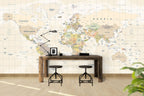 Pastel World Map Wallpaper : Light Political Atlas Mural - View 2