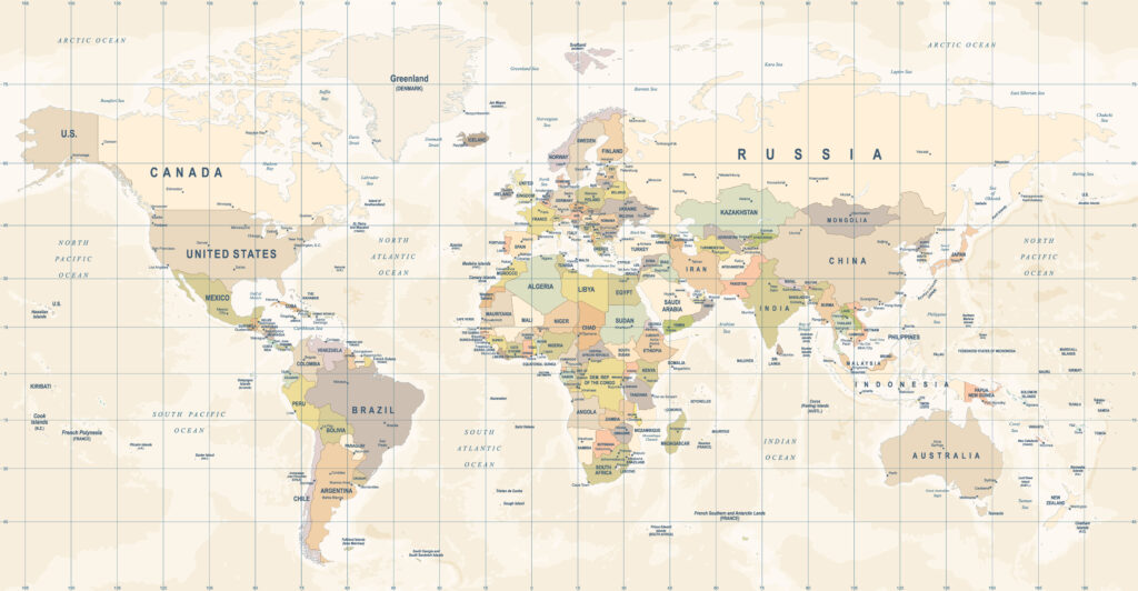 Pastel World Map Wallpaper : Light Political Atlas Mural - flat design