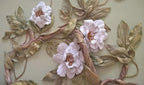 3D Magnolia Wallpaper : Embossed Floral Relief Mural - flat design