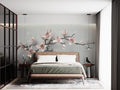 Pink Magnolia Wallpaper : 3D Blossom Branch on Grey Mural