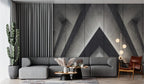 Concrete Triangle Wallpaper : 3D Geometric Corridor Mural