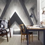 Concrete Triangle Wallpaper : 3D Geometric Corridor Mural - View 3