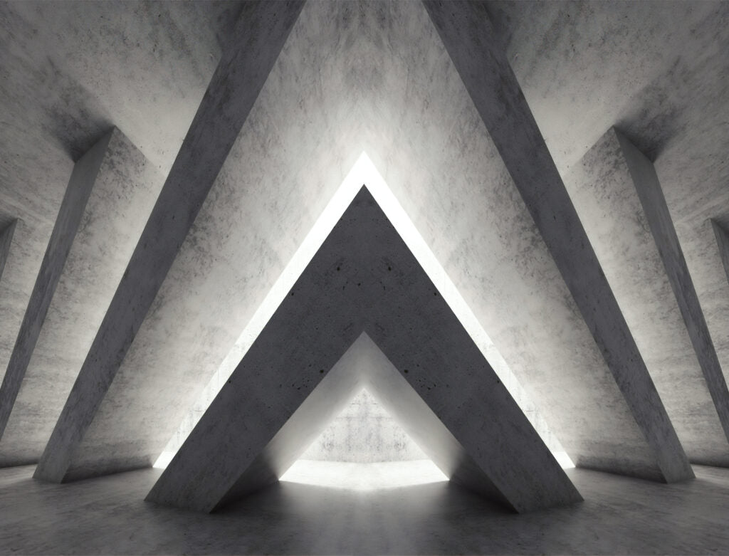 Concrete Triangle Wallpaper : 3D Geometric Corridor Mural - flat design