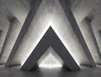 Concrete Triangle Wallpaper : 3D Geometric Corridor Mural - flat design